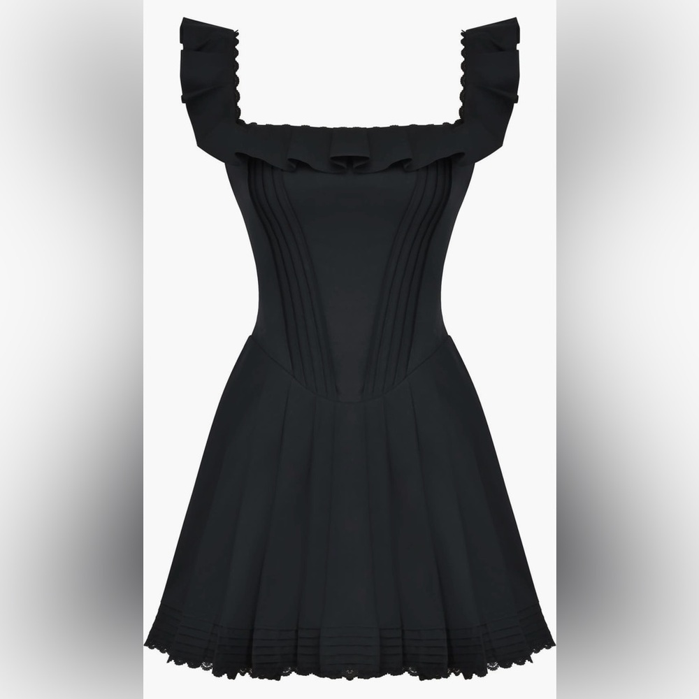 House of CB Black Ribbed Bustier Dress